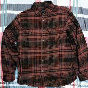 George Men's Long Sleeve Flannel Shirt US Size M Deep Chianti/Black